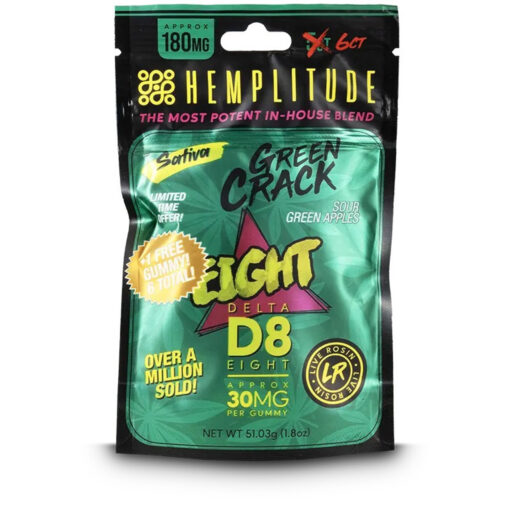 This is a pouch of Hemplitude Delta 8 gummies in Green Crack flavor.