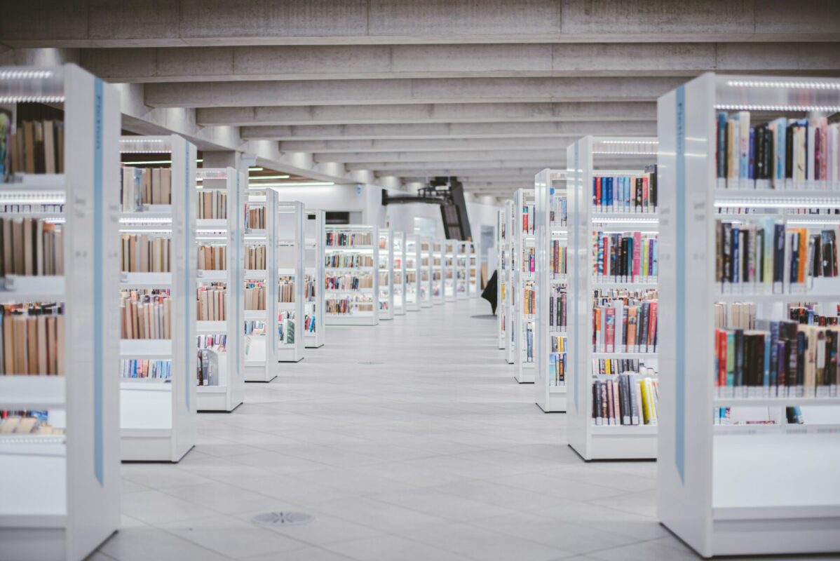 Modern Library picture with long walkway.