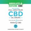 Ingredient label of Absolute Nature 1000mg CBD organic oil tincture