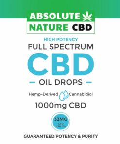 Ingredient label of Absolute Nature 1000mg CBD organic oil tincture