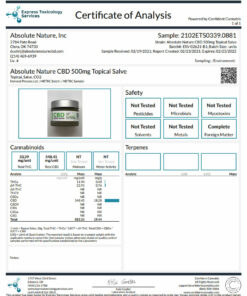 Lab Report-Absolute Nature CBD Full Spectrum CBD Topical Salve – 500mg CBD