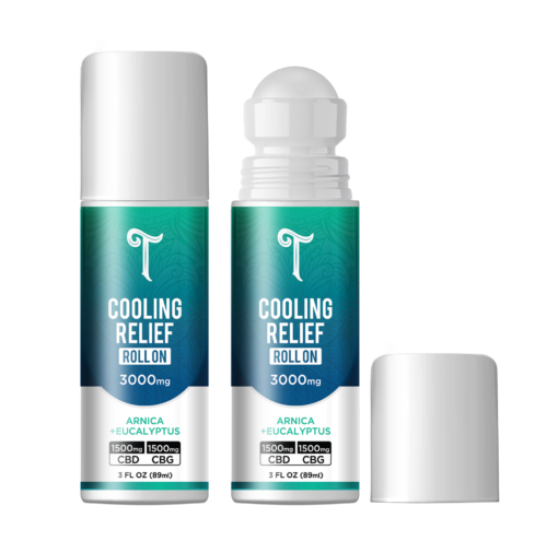 Cooling CBD and CBG topical relief roll-on By Tillmans Tranquils.