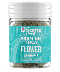 This is a jar of bloomz premium THCA flower in 28 gram strength and potent.