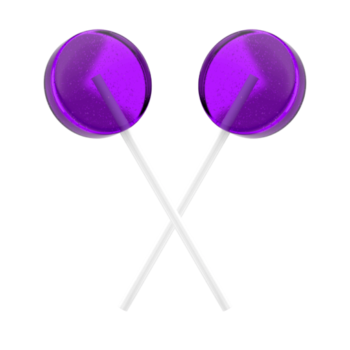 Two grape-flavored Delta 9 THC lollipops that are farm bill compliant.