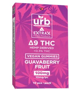 Delta 9 Extrax, all new vegan gummies in blueberry citrus burst, kiwi mixer and guavaberry fruit. 10 mg per gummy.