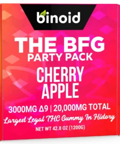 Binoid BFG Party Pack Cherry Apple Delta 9 THC Gummy - 3000mg D9 THC in red packaging